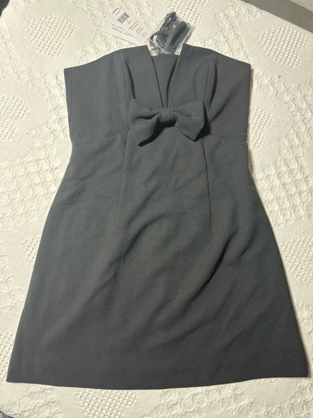 French Connection Black Strapless Mini Dress with Bow Accent- size 2- NWT
